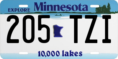 MN license plate 205TZI
