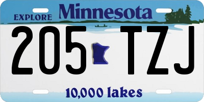 MN license plate 205TZJ