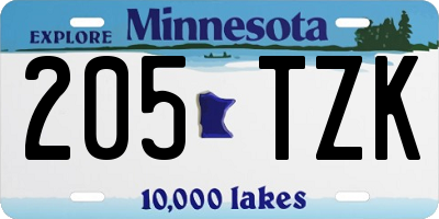 MN license plate 205TZK