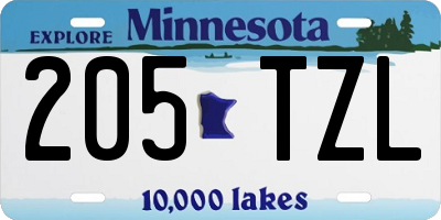 MN license plate 205TZL