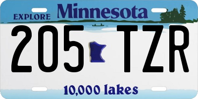 MN license plate 205TZR