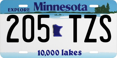 MN license plate 205TZS