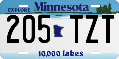 MN license plate 205TZT