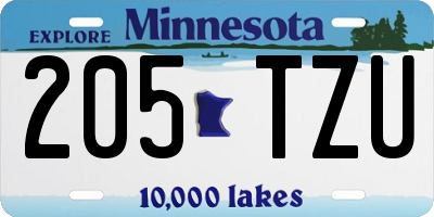 MN license plate 205TZU