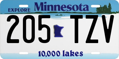MN license plate 205TZV