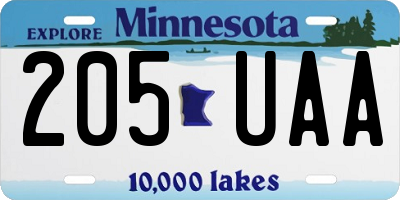 MN license plate 205UAA