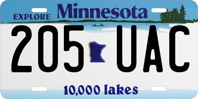 MN license plate 205UAC