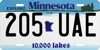 MN license plate 205UAE
