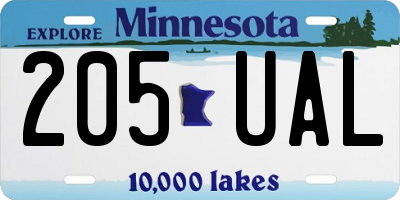 MN license plate 205UAL