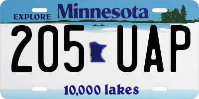 MN license plate 205UAP