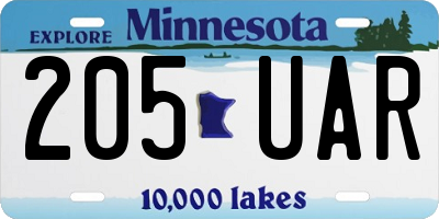 MN license plate 205UAR