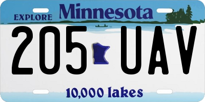 MN license plate 205UAV