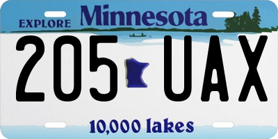 MN license plate 205UAX
