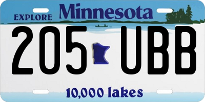MN license plate 205UBB