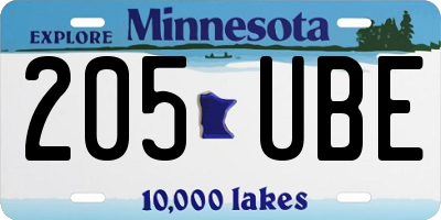 MN license plate 205UBE