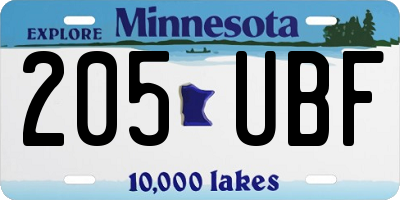 MN license plate 205UBF