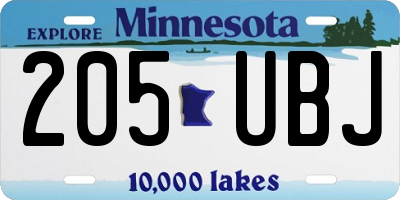 MN license plate 205UBJ