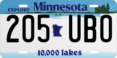 MN license plate 205UBO