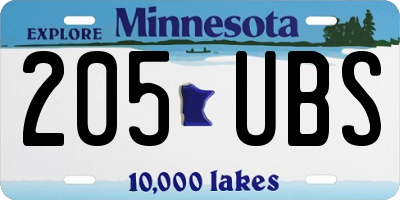 MN license plate 205UBS