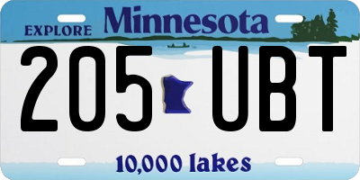 MN license plate 205UBT