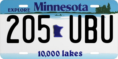 MN license plate 205UBU