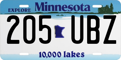MN license plate 205UBZ