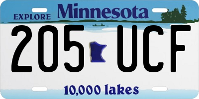 MN license plate 205UCF