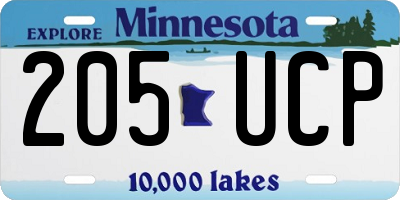 MN license plate 205UCP