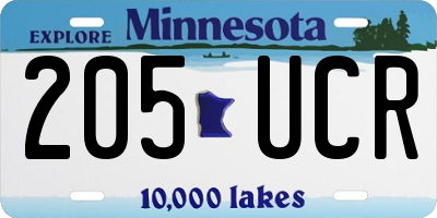 MN license plate 205UCR