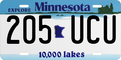 MN license plate 205UCU