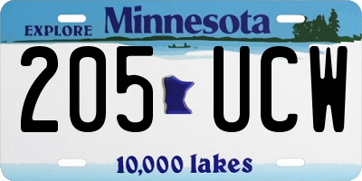 MN license plate 205UCW