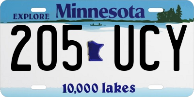 MN license plate 205UCY