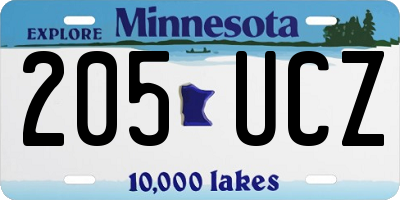 MN license plate 205UCZ