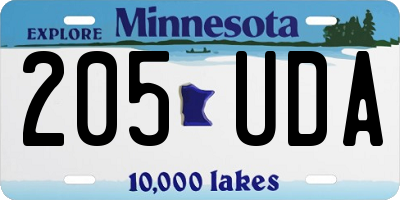 MN license plate 205UDA
