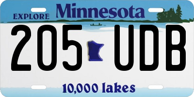 MN license plate 205UDB