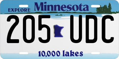 MN license plate 205UDC