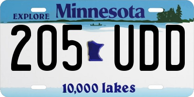 MN license plate 205UDD