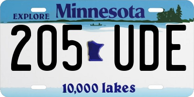 MN license plate 205UDE