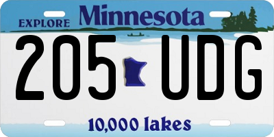 MN license plate 205UDG