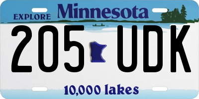 MN license plate 205UDK