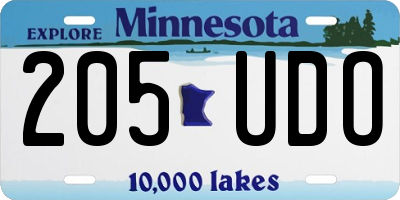 MN license plate 205UDO