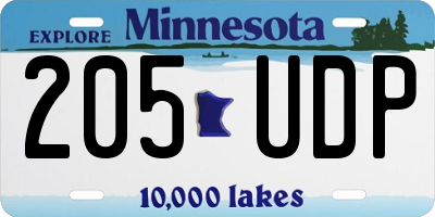 MN license plate 205UDP