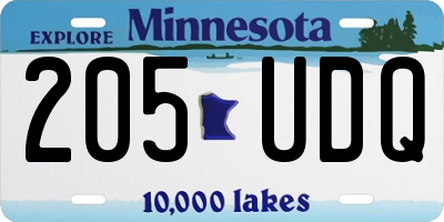 MN license plate 205UDQ