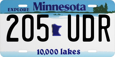 MN license plate 205UDR