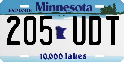 MN license plate 205UDT