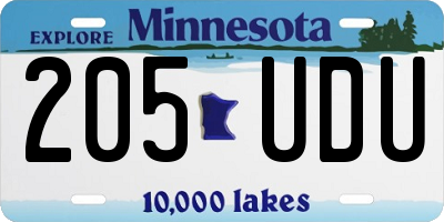 MN license plate 205UDU