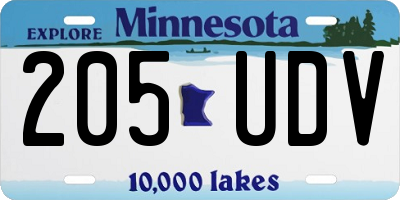 MN license plate 205UDV