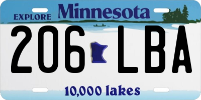MN license plate 206LBA