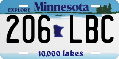 MN license plate 206LBC