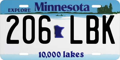 MN license plate 206LBK